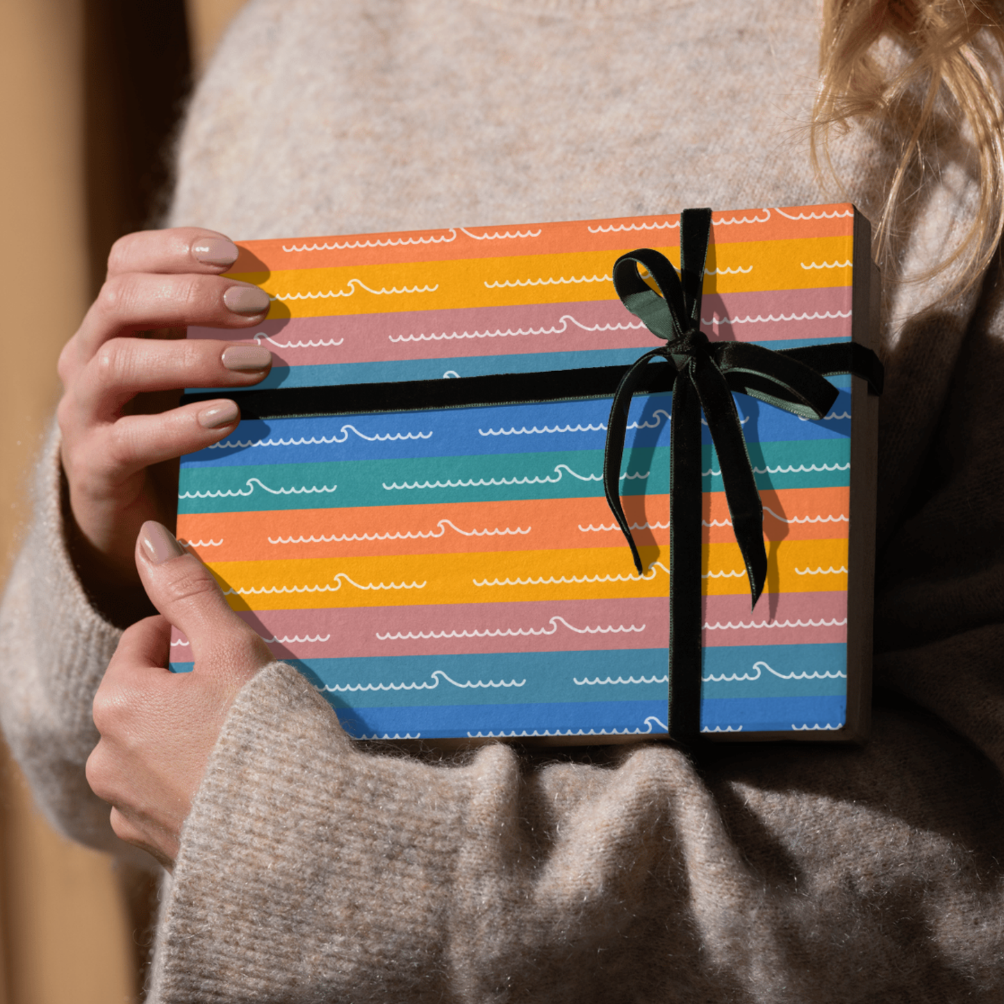 Colorful Sunset Waves Wrapping Paper