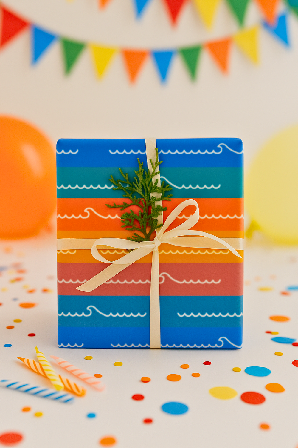Colorful Sunset Waves Wrapping Paper