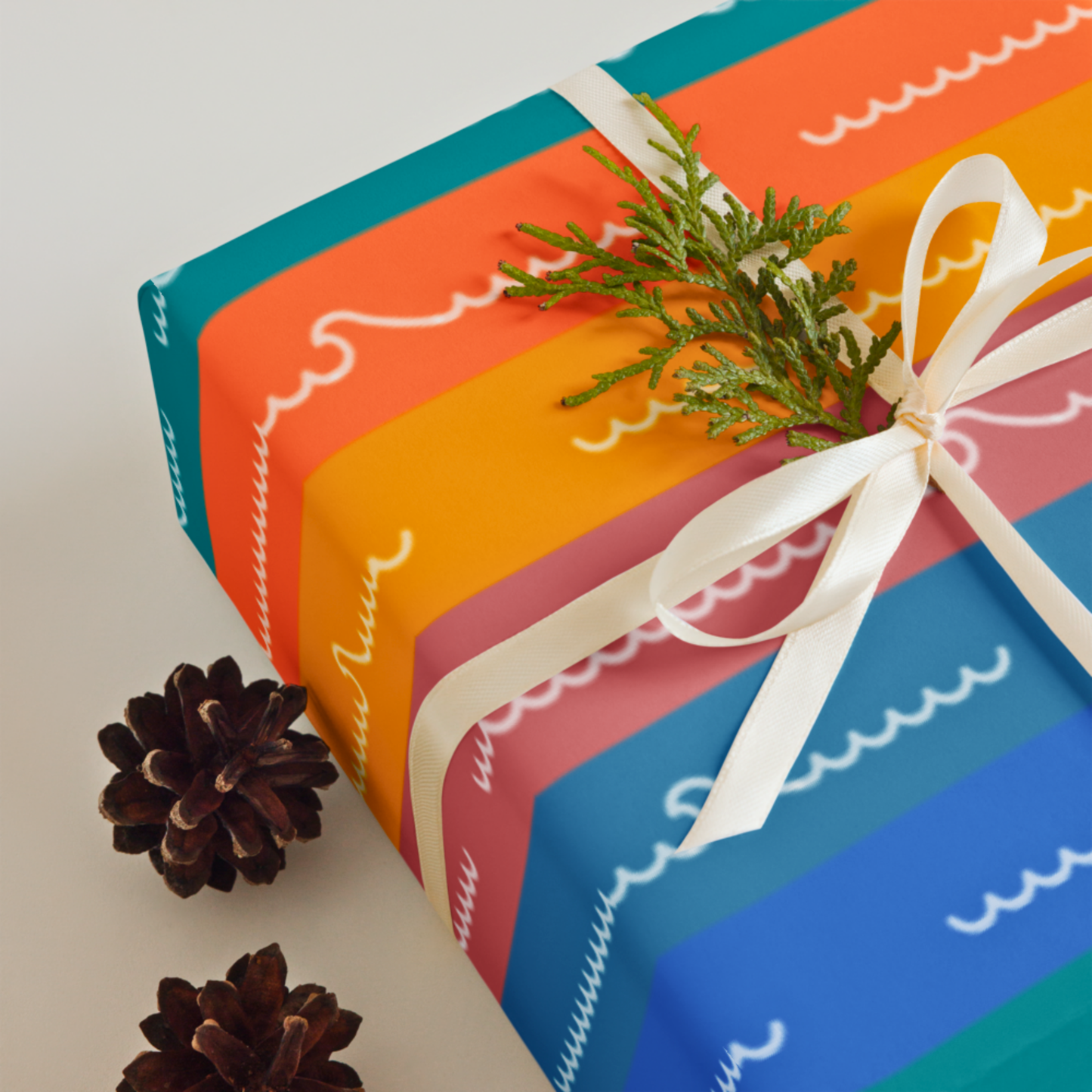 Colorful Sunset Waves Wrapping Paper