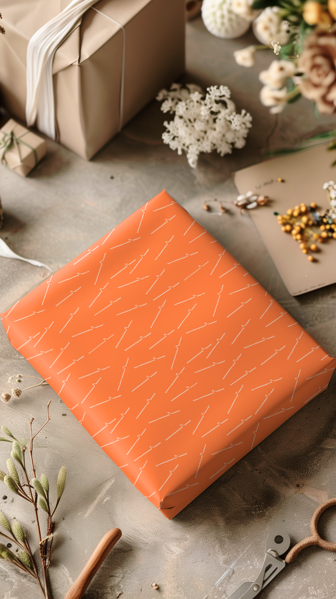 Orange Scattered Waves Gift Wrap Paper