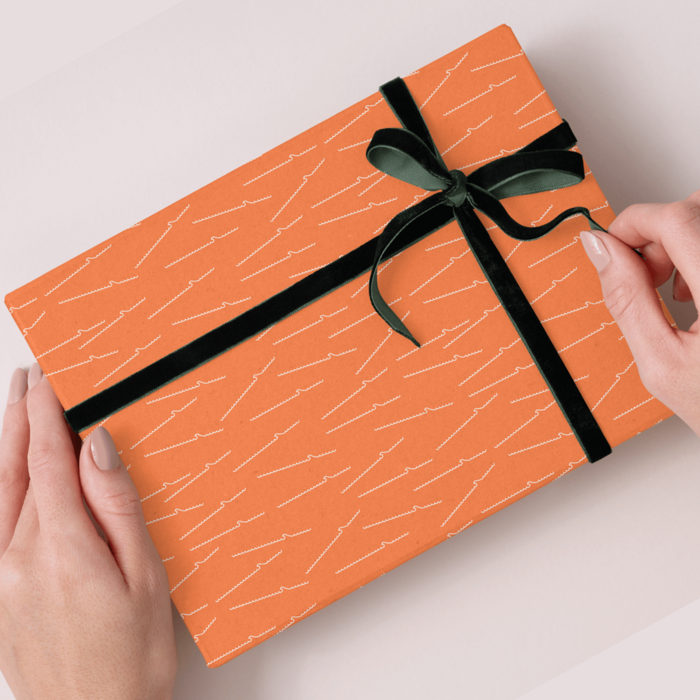 Orange Scattered Waves Gift Wrap Paper