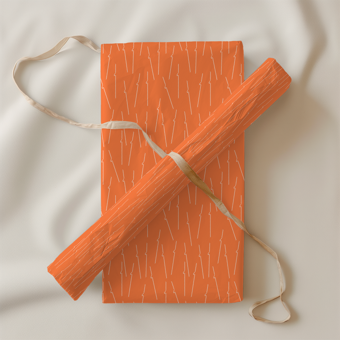 Orange Scattered Waves Gift Wrap Paper