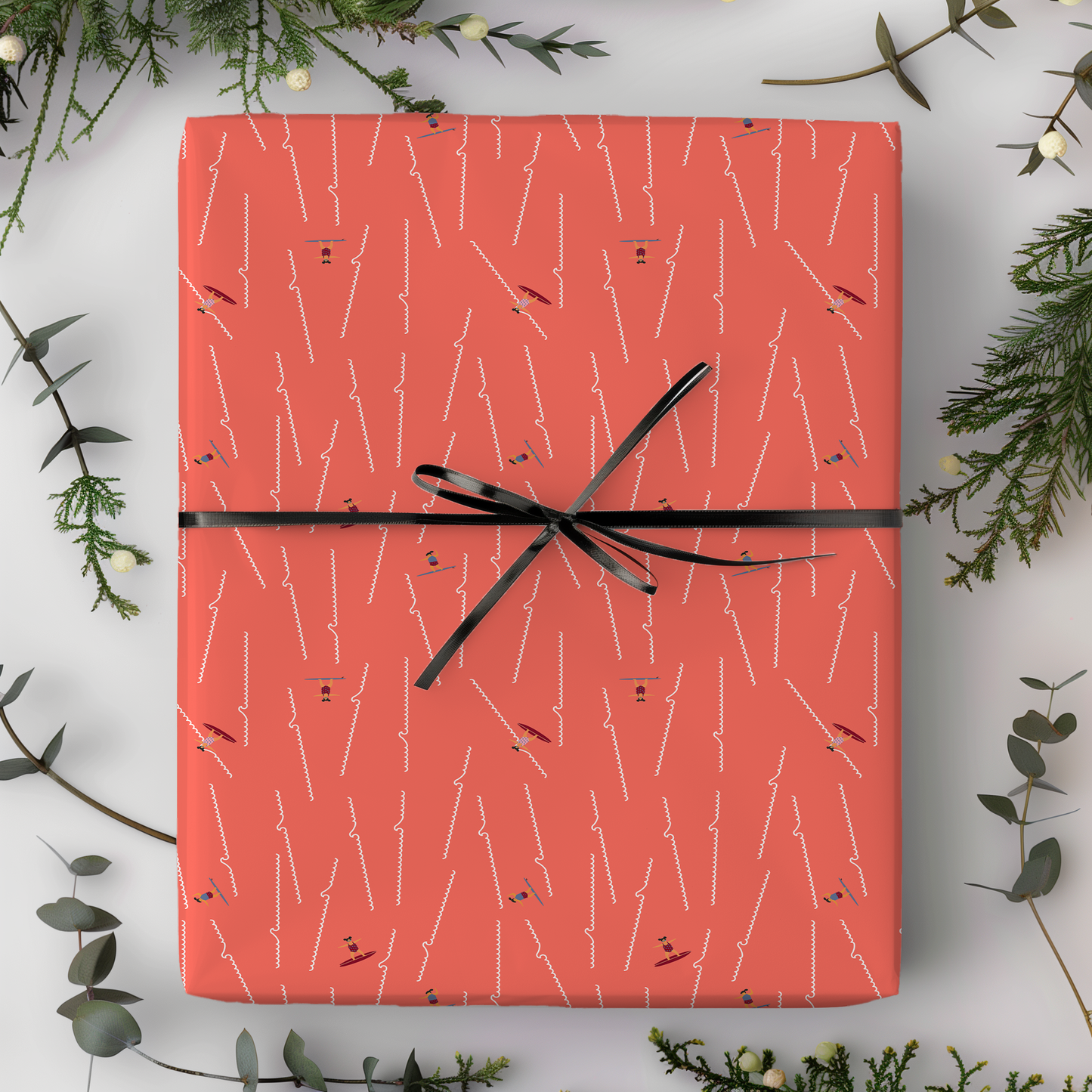 Coral Pink Surfer Wrapping Paper