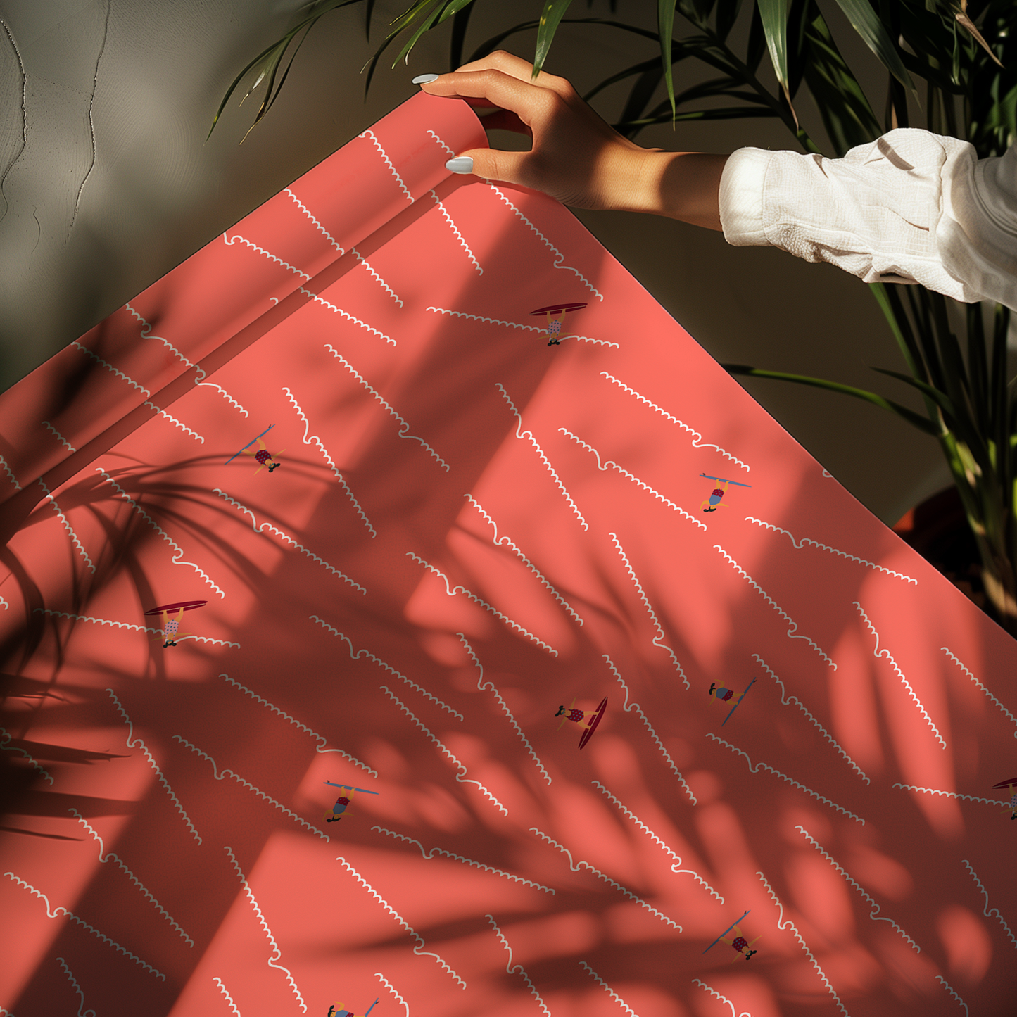 Coral Pink Surfer Wrapping Paper