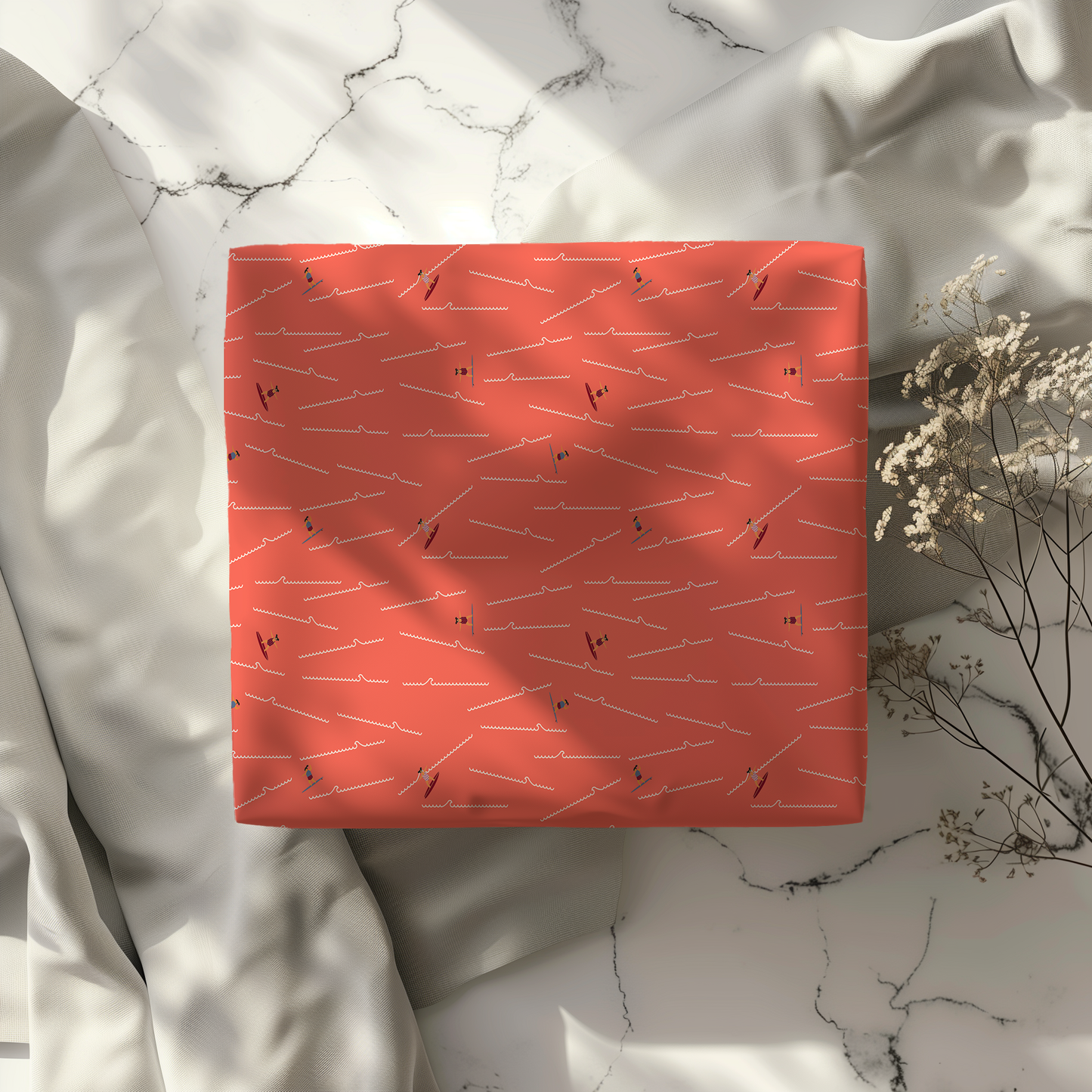 Coral Pink Surfer Wrapping Paper
