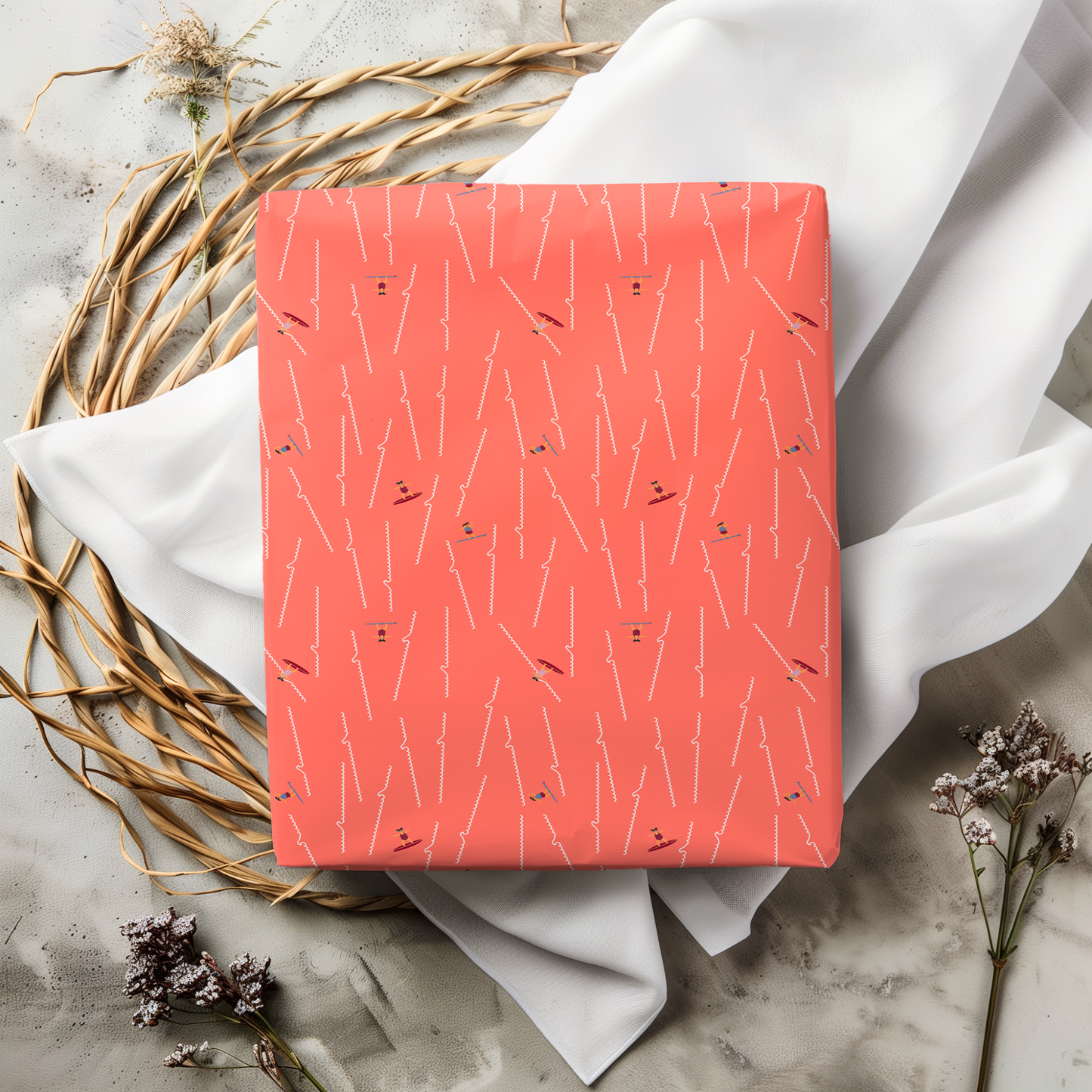 Coral Pink Surfer Wrapping Paper