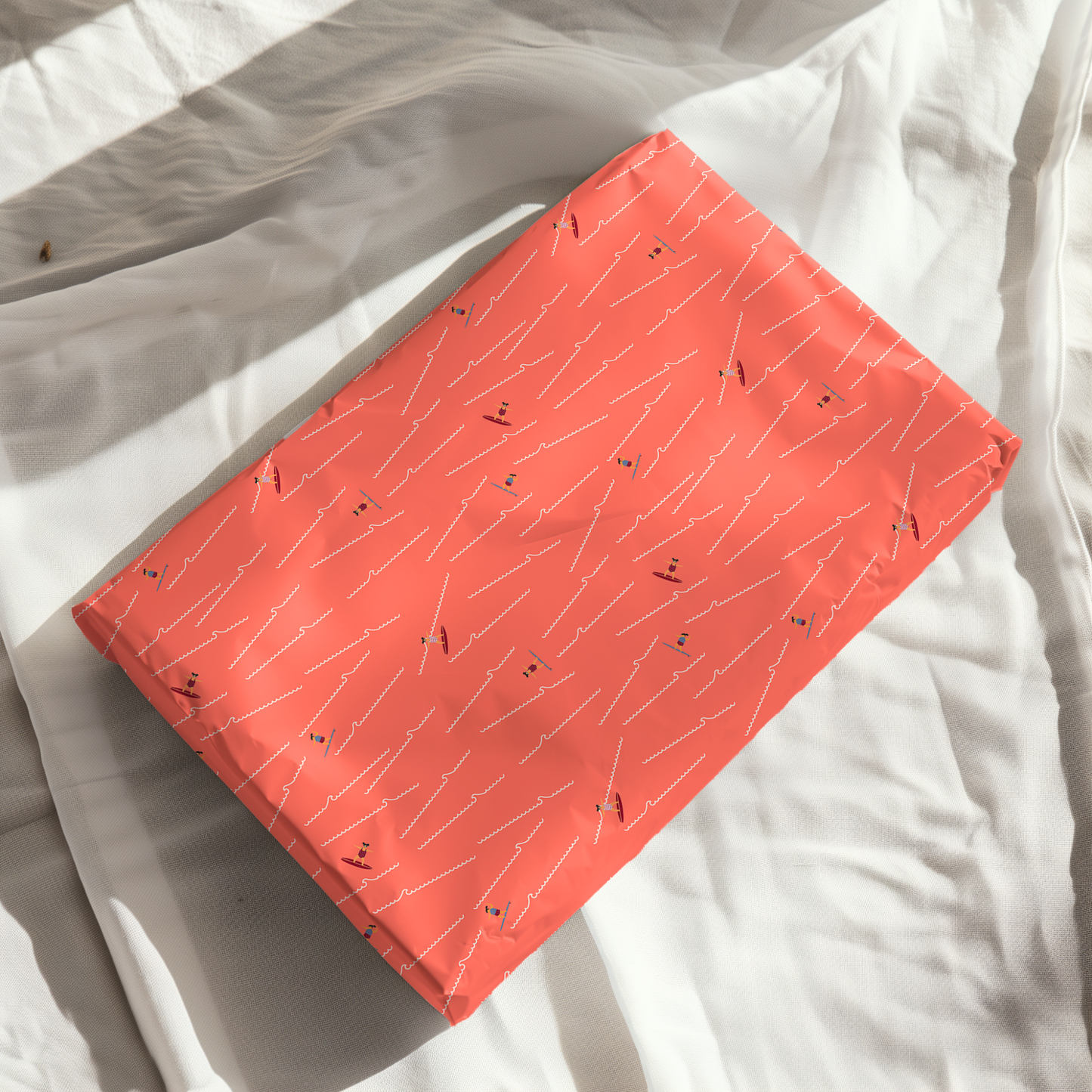 Coral Pink Surfer Wrapping Paper
