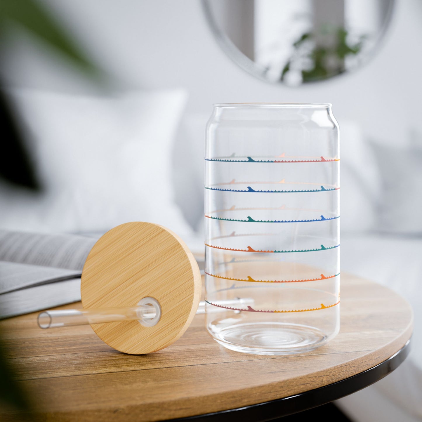 Colorful Ocean Wave 16 oz. Sipper Glass