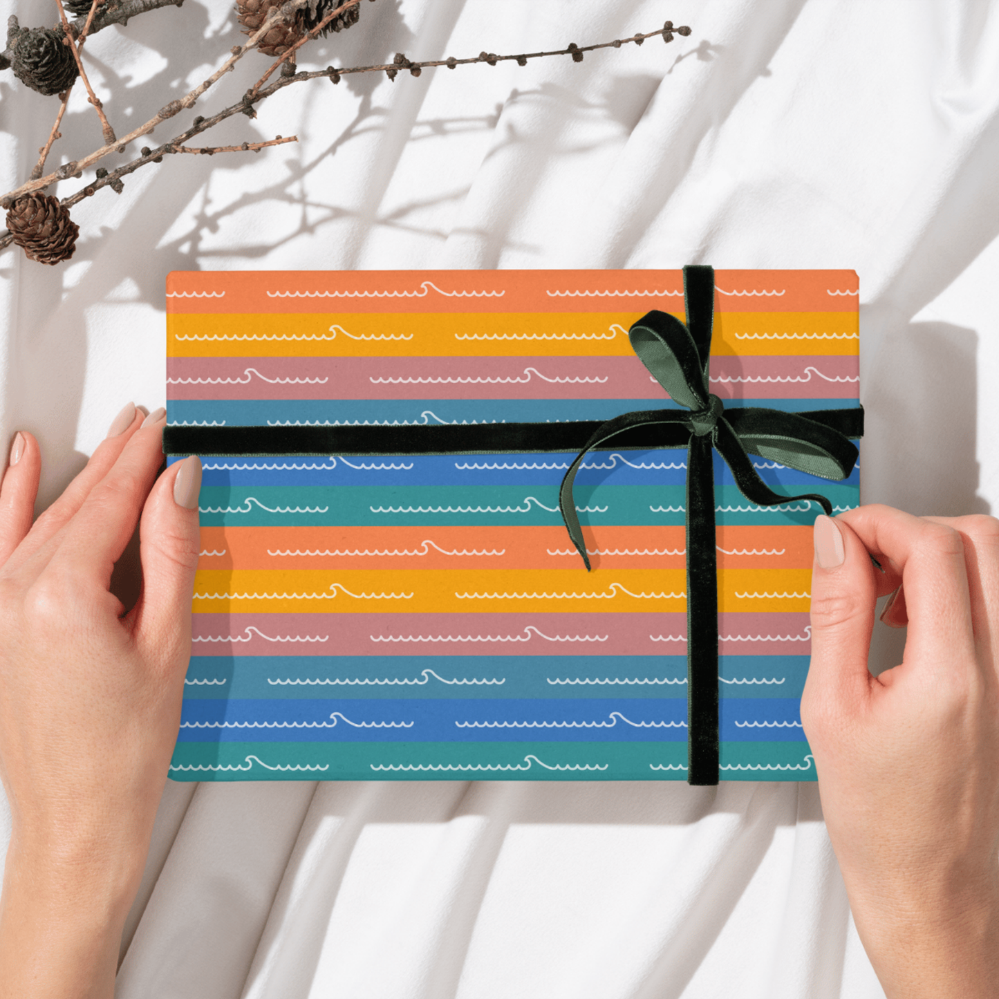 Colorful Sunset Waves Wrapping Paper