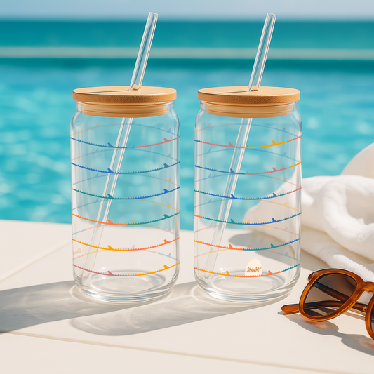 Colorful Ocean Wave 16 oz. Sipper Glass